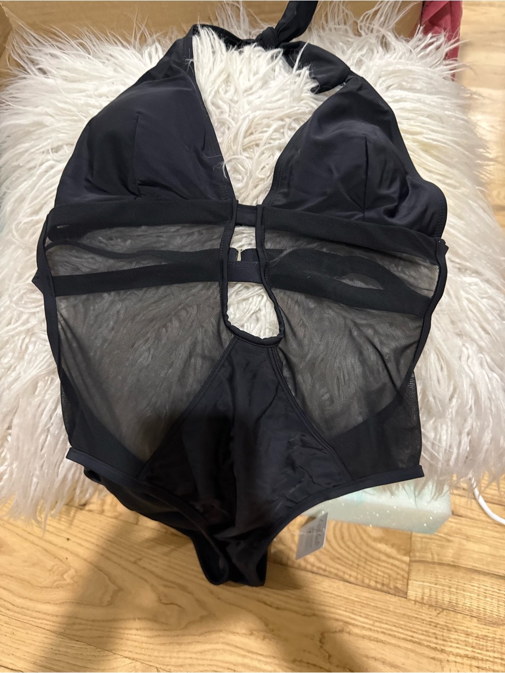 Sheer Panel Black One-Piece Swimsuit